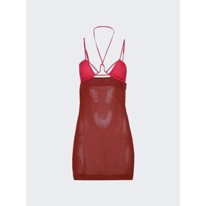 Nensi Dojaka 'U' Red Wire Bra Halterneck Mini Dress Size S